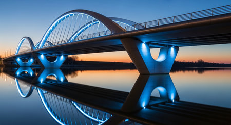 Pedestrian bridge over the Daugava river in Riga, Latvia.の素材