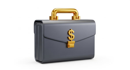 3d rendering of briefcase with dollar sign isolated on white backgroundの素材