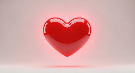 Red heart on a white background. 3D rendered illustration. Love concept.の素材