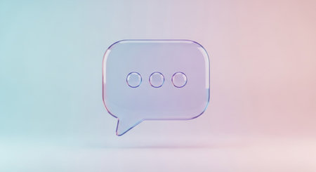 Glossy 3d Speech Bubbles icon isolated on colorful backgroundの素材