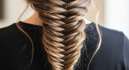 Hairstyle in the form of a braided hairstyle.の素材