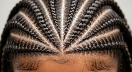 Close-up of braids on a female head. Hairstyleの素材