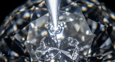 Macro shot of a diamond on a black background. Jewelry backgroundの素材