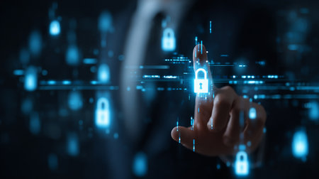 Cyber security data protection business technology privacy concept. 3D renderingの素材