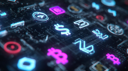 Futuristic HUD interface. Abstract technology background. 3D renderingの素材