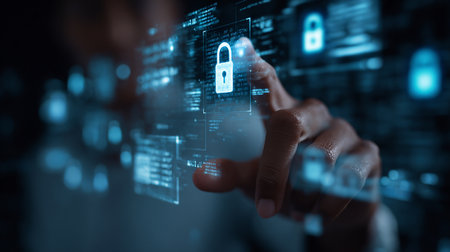 Cyber security data protection business technology privacy concept. 3D renderingの素材