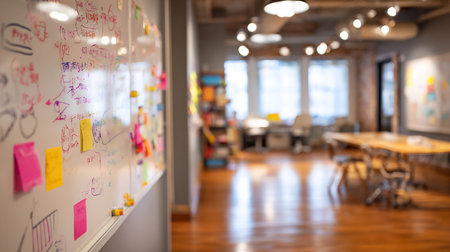 Blurred image of business people working in creative office. Abstract background.の素材