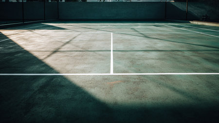Tennis court with shadow on the floor, vintage color tone.の素材