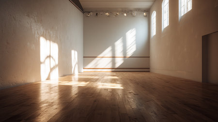 3d render of empty room with light and shadow on the wallの素材