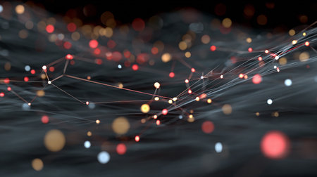 Abstract 3d rendering of network connection structure. Big data visualization.の素材