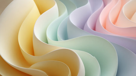 abstract background made of multicolored curved paper sheets in retro styleの素材
