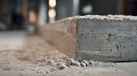 Cement slab on construction site. Concrete slab in construction site.の素材