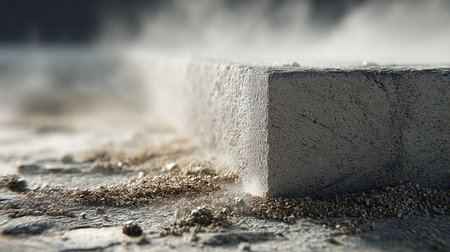 Concrete block with sand on the ground. Conceptual image.の素材