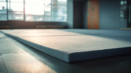 Close-up of yoga mat in a gym. Selective focus.の素材