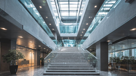 modern business center interior with stairs,shanghai china.の素材