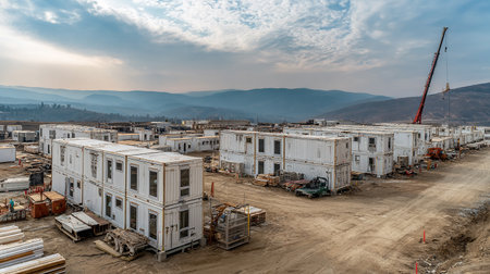 Construction site of a new residential area in the city of Sofia, Bulgariaの素材