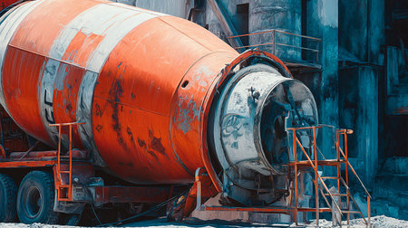 Concrete mixer in a cement plant. Concrete mixer machine.の素材