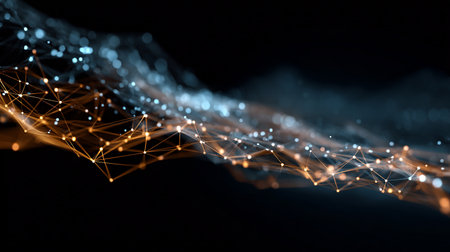 Abstract technology background with connecting dots and lines. Big data visualization.の素材