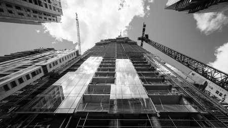 The Shard skyscraper in black and whiteの素材