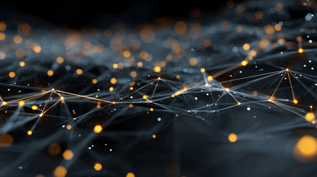 Abstract technology background. Network connection structure with dots and lines. 3D renderingの素材