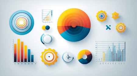 Infographic design elements for your business data with 9 options, parts, steps, timelines or processes.の素材