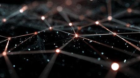Abstract polygonal space low poly dark background with connecting dots and lines. Connection structure. 3d renderingの素材