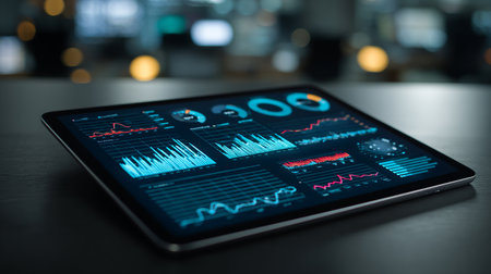 Tablet pc with stock market chart on screen. Financial concept.の素材