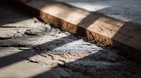 Close up of a construction site with light and shadow on the floorの素材