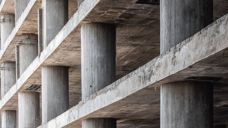 concrete structure of a bridge, closeup of photo with selective focusの素材