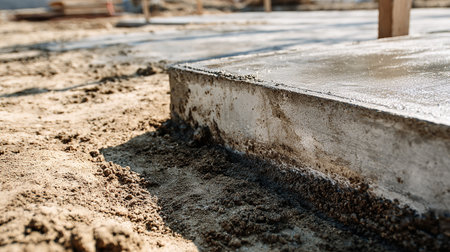 Construction site of a new residential building, close-up of the foundationの素材