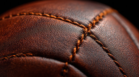 Detail of a leather soccer ball. Shallow depth of field.の素材