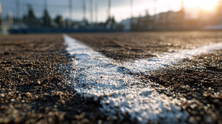 Close-up of a white line on an asphalt road in the cityの素材