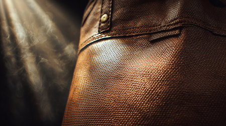 Close up of a leather jacket with smoke coming out of the pocketの素材
