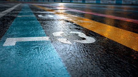 Highway in the city with marking on the asphalt. Abstract backgroundの素材