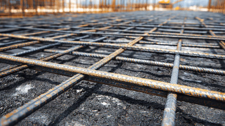 Reinforcing bars in the construction site, close-up.の素材