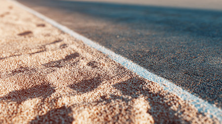 Close up of a running track on a sunny day. Abstract backgroundの素材