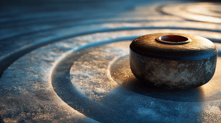 3d rendering of an old hockey puck in the snow on a sports groundの素材