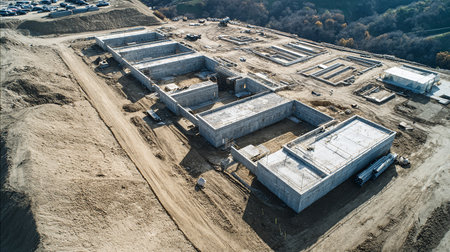 Aerial view of a construction site. Construction of a new house.の素材
