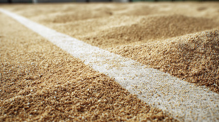 Close-up of a football field on a sunny summer day.の素材
