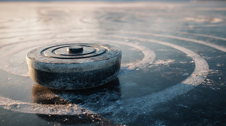Fitness, sport and healthy lifestyle concept - close up of dumbbells on iceの素材