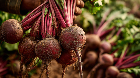 Beetroot in the hands of a farmer. Selective focus. nature.の素材