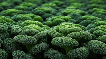 Fresh green kale in the vegetable garden. Close-up. Selective focus.の素材