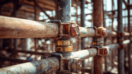 Industrial scaffolding at construction site. Selective focus. Shallow DOF.の素材