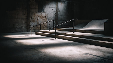 Skateboard ramp in a skatepark at night. Long exposureの素材