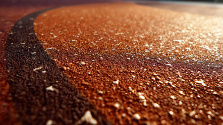 Running track texture. Sport background. Close up of running track.の素材