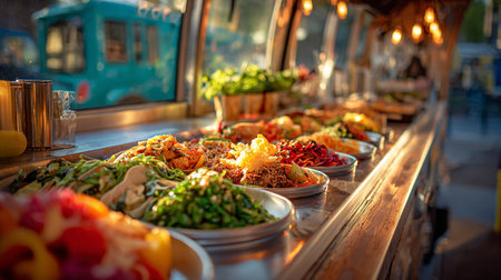 Street food stall at the street market in Vilnius, Lithuaniaの素材