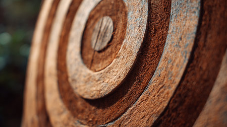 Wooden circles in the park, close-up, selective focusの素材