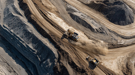 Aerial view of a mining dump truck in the open pit.の素材