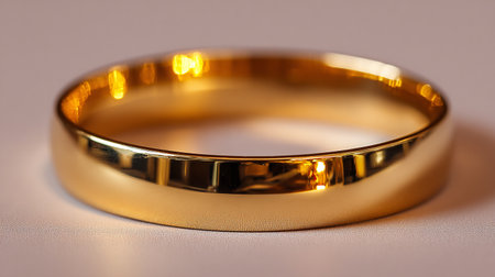Gold wedding ring on a white background. Close-up shot.の素材