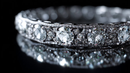 Wedding Bracelet with Diamonds on a Black Backgroundの素材